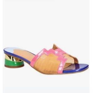 J.Renee Multicolor Open-Toe Slide Mule with Low Block Heel